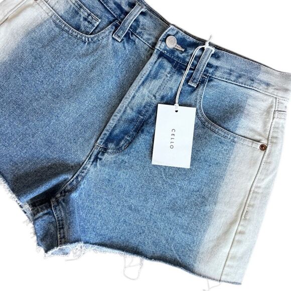 Cello high waist two tone denim jean shorts size medium (NWT) - Picture 7 of 13